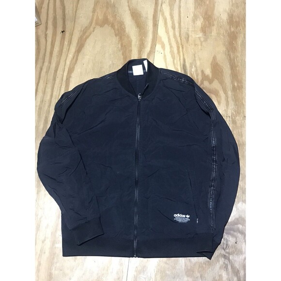 adidas full zip crewneck sweatshirt Men M Black G8 - Picture 4 of 9